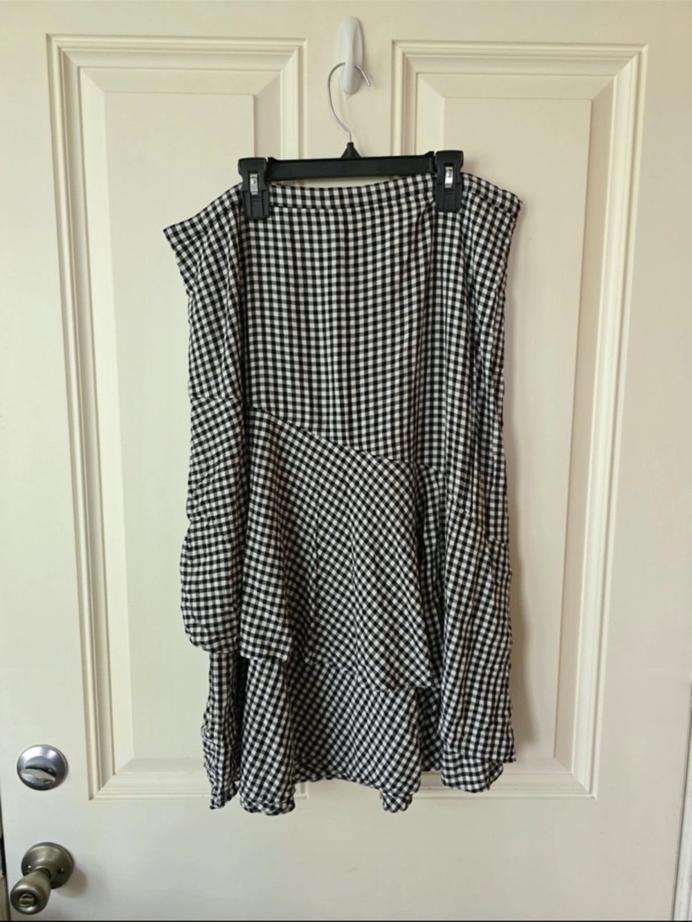ECI Black and White Asymmetrical Gingham Skirt